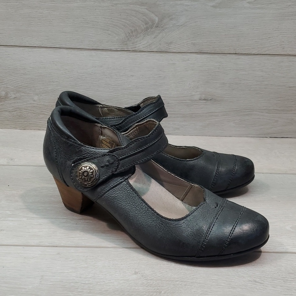 Taos Womens Comfort 3752 Ankle Leather Mary Jane Heels Clog shoes sz 7